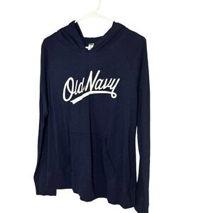 Old Navy, Navy Blue Hooded long Sleeve Shirt Size Large